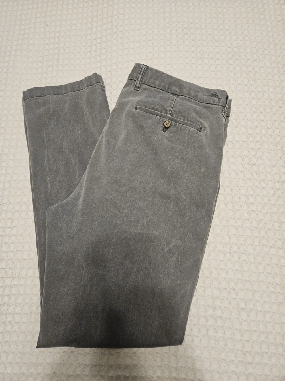Tommy Bahama Men's Gray Cotton Twill Chino Pants Straight Leg Stretch Size 38x34